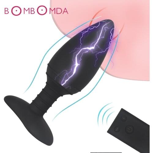 Electric Shock Remote Anal Vibrator For Men Prostate Massager Adult Sex Toys Vagina Dildo G spot Stimulator Female Masturbators