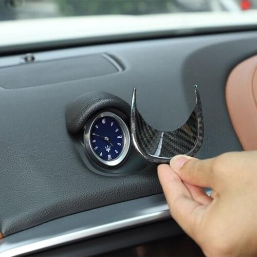 For Maserati Geberit 2014-2021 Real Carbon fiber Car Dashboard Clock Base Decorative Frame Stickers Car Interior Accessories