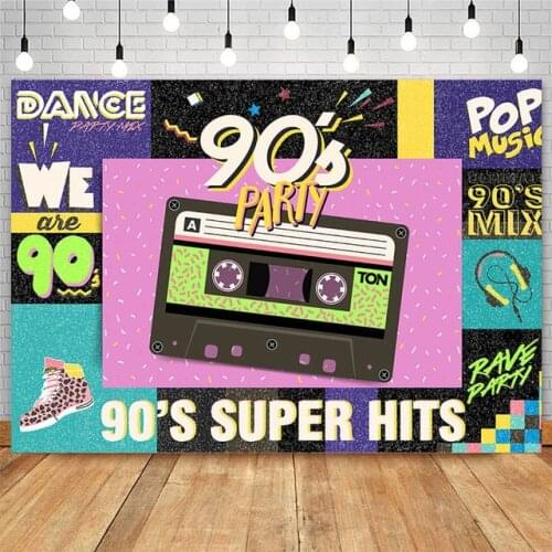 Back to The 90s Super HITS Birthday Party Backdrop Hip Hop Rock Music Birthday Photo Background Birthday Party Decor