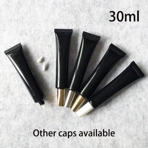 Free Shipping 30ml Black Plastic Eye Cream Bottle 30g Cosmetic Lip Gloss Soft Tube Refillable Concealer Squeeze Bottles
