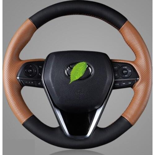 For Toyota 8-generation Camry 2019 avalon corolla Levin car accessories DIY hand sewn leather steering wheel cover is suitable