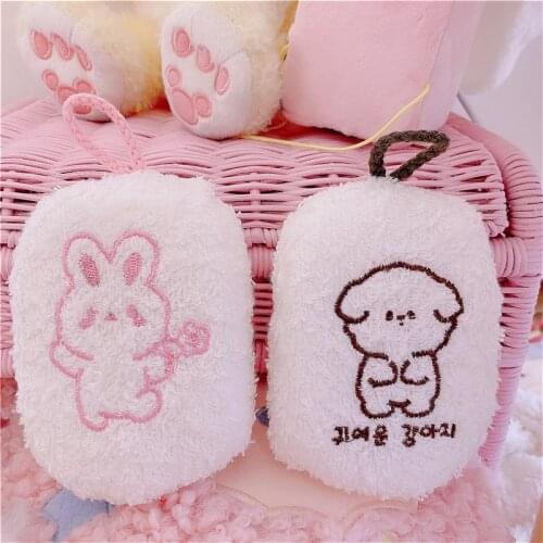 Ins cute rabbit Bath Shower Sponge Body Scrubber Exfoliator Washing Pad bathroom accessories 13*8cm Lightweight, Durable