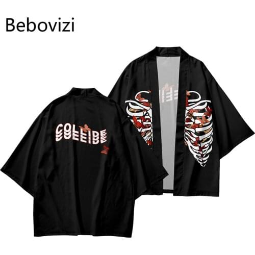 Kimono Kimetsu No Yaiba Robe Cardigan Men Shirts Yukata Haori Womens Clothing 2021 New Skeleton Frame Fashion Beach Japanese