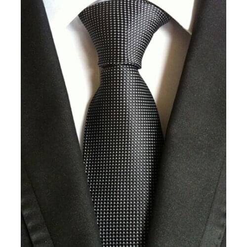8cm Classic Spots Ties Gentlemen Formal Black Necktie with White Dots