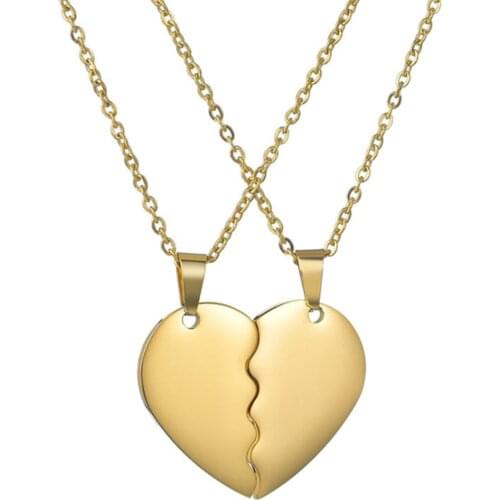 316L Stainless Steel Love Heart Batch Picture Broken Heart Pendant Couple Titanium Steel Necklace Never Fade