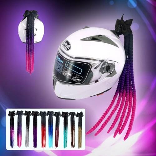 Punk Style Motorcycle Scattered Gradient Ramp Helmet Braids Twist Braid Horn Motocross Motorbike Off Road Moto Decoration Braids