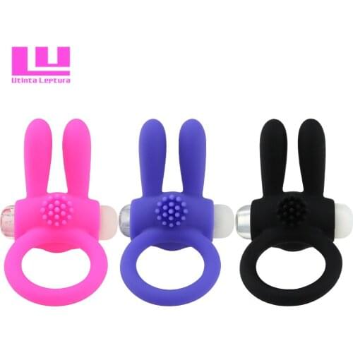 Utinta Leptura Rabbit Delay cockring Lasting Ejaculation Lock Fine Vibrator Sex Toys Product for Men Penis Extender Ball Loop