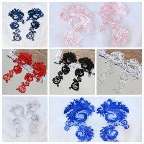 10Pcs/Lot Plain embroidery lace patch flower appliqu bride wedding dress diy clothing lace fabric material white black red