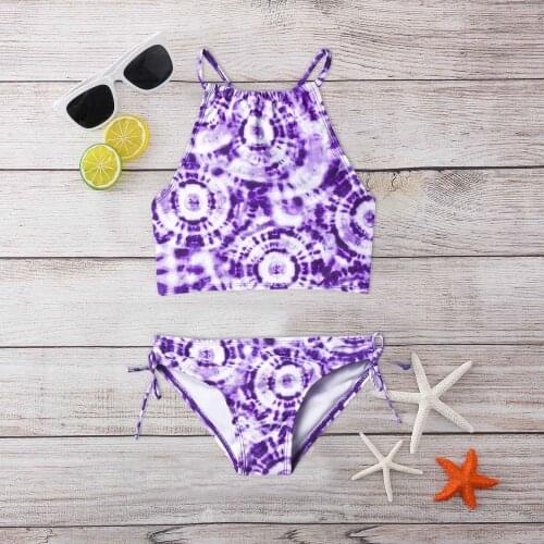 TELOTUNY Swimsuit 2021 New Summer Girls' Daisy Print Beach Sport Halter 2-Piece Swimsuit Outfits Baby Girls Biquini Bathing Suit