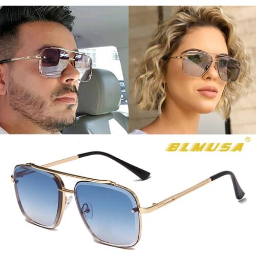 BLMUSA Fashion Classic Mach Six Gradient Sunglasses Cool Men Square Business Shades For Men Vintage SunGlasses For Women UV400