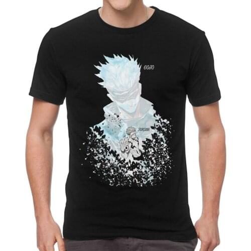 Anime Sukuna X Gojo Satoru Tshirt Men Novelty Tee Tops 100% Cotton T Shirt Short Sleeve Japan Jujutsu Kaisen T-shirt Clothes