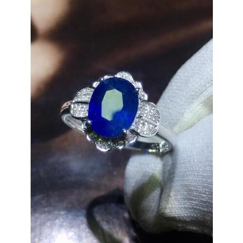 Fine Jewelry Real 18K 100% Natural 1.95ct Royal Blue Sapphire Gemstone 18k Gold Diamonds Stone Women Ring for Female Rings