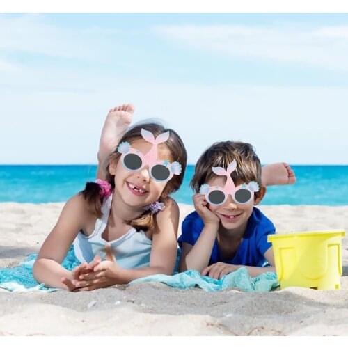 Novelty Party Sunglasses Creative Mermaid Pattern Glasses Summer Glasses Beach Pool Party for Adults and Kids