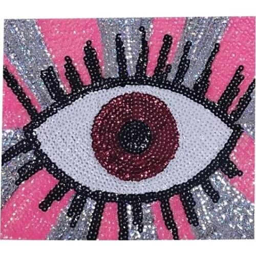 New Arrrival Eye Sequined Sew on Patches for Clothes Large Eyeball Sequins Appliques Sewing DIY decals