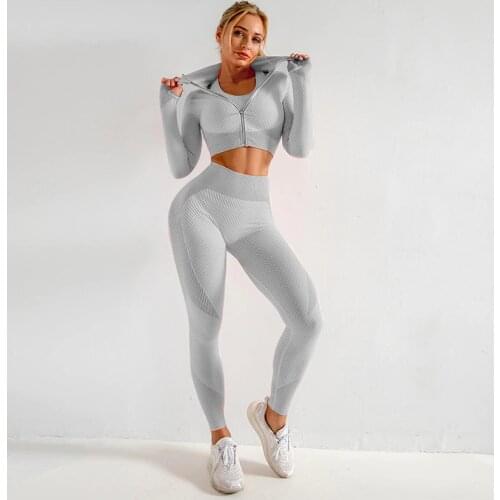 New yoga suits Women yoga set gym clothing Running Clothes Female Sport fitness suit yoga top+ Leggings women Seamless gym set