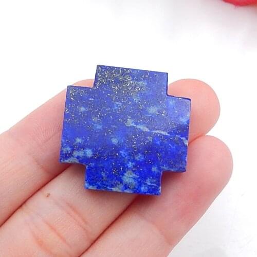 Natural Gemstone cross Lapis Lazuli pendant Cabochon,birthday gift 25x25x5mm，8.1g