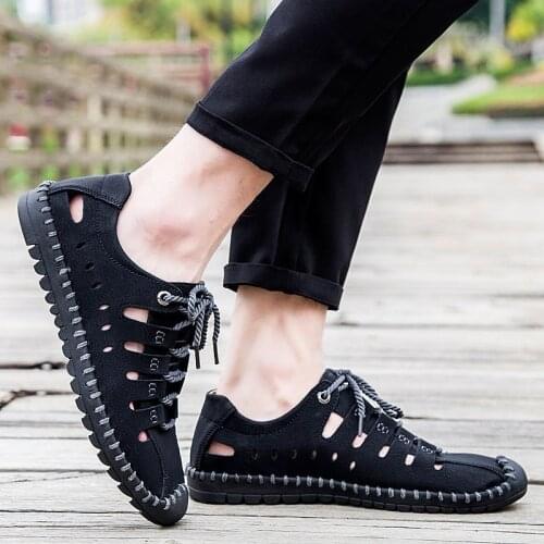 Size 38-48 Split Leather Sandals Men Outdoor Watersandalen High Quality Casual Business Shoes Mens Footwear Sandals Summer 2019