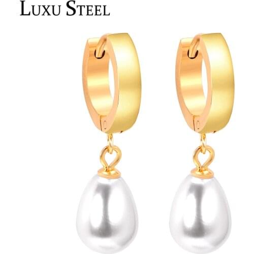 LUXUSTEEL New Hoop Earrings Water Shape Pendants Charm Gold/Silver Color Round Circle Earring Fashion Jewelry Gift Women