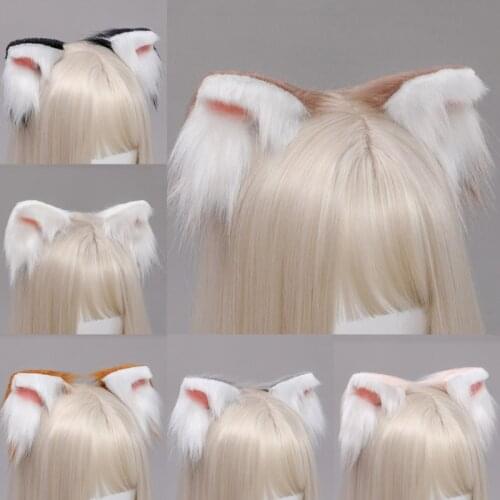 Lovely Faux Fur Kitten Ears Lolita Hair Clips Japanese Anime Cosplay Furry Animal Hairpins Halloween Costume Party Props