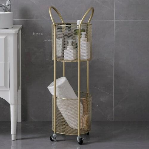 Nordic Wrought Iron Kitchen Furniture Trolleys Movable Hotel Restaurant Cart Household Bathroom Floor Multi-layer Storage Racks
