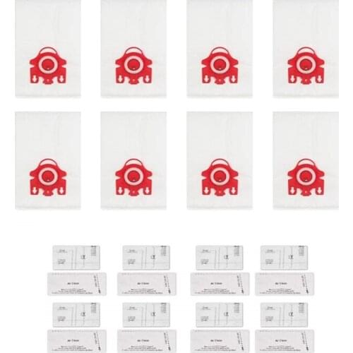 Replacement Airclean 3D Efficiency Dust Bag for Miele FJM Vacuum Cleaner Dust Bags Filters (8 Bags + 8 Filters)