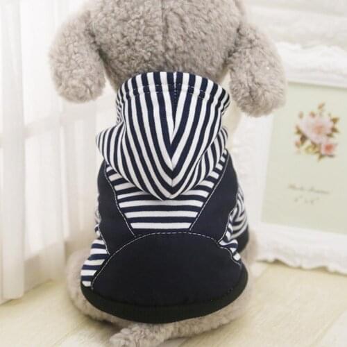 Pet Sweatershirt Dog Hoodies Striped Two-legged Cotton Hooded Winter Dog Blouse