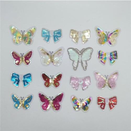 Butterfly Sequins Embroidery Clothing Iron on Clothes DIY Iron Patch Sewing Dress Kids Clothing Decal Sticker Badge Accessories
