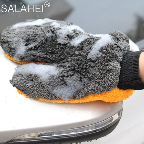Car Styling Wool Soft Car Washing Gloves Cleaning Brush Motorcycle Washer Car Cleaning Mitt Detailing Brush Care Double-faced