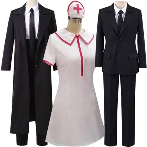 Anime Chainsaw Man Makima Angel Devil Cosplay Costume Black Suit Shirt Pants Halloween Party Makima/Power Nurse Uniform