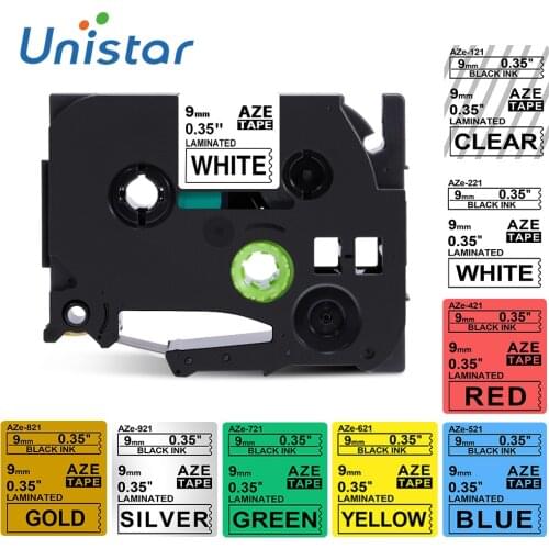 Unistar TZe-221 9mm Compatible for Brother Label Tape Printer laminated tze221 Black on white Label Tape tze-221 tze-221tze-121