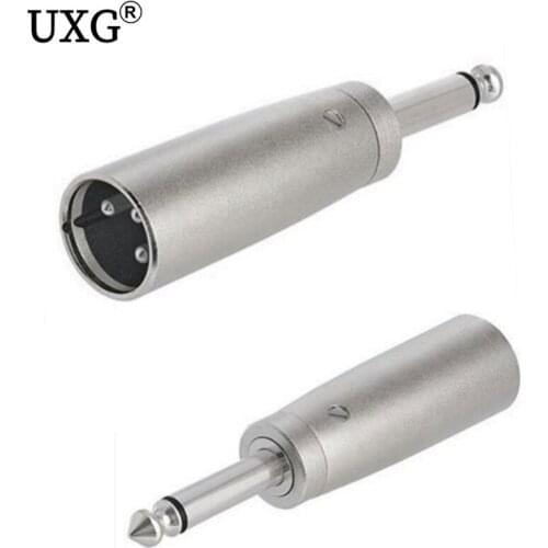 High Quality 1pcs Silver-colored 3 Pin XLR male To 1/4" jack 6.35mm Male Mono Jack Lead Adapter