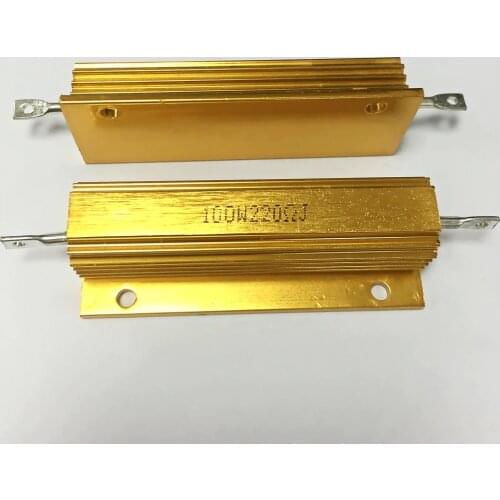 RX24 100W Watt Power Metal Shell Aluminium Gold Resistor RX24 1R 2R 3R 4R 5R 6R 8R 10R 15R 20R 30R 40R 50R 100R 200R 220R 1K