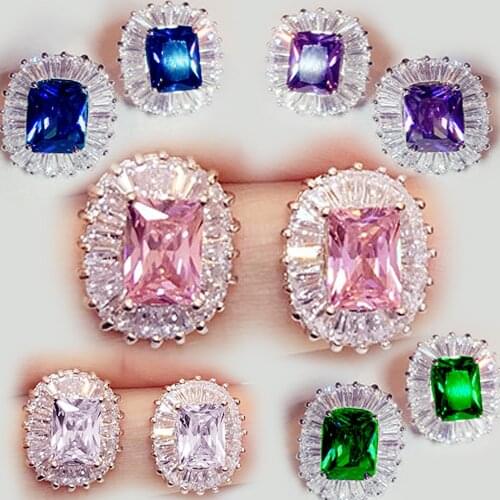 YaYI Jewelry Fashion Princess Cut Colorful Zircon Silver Color long Ear Earrings wedding Party tassel Pierced Earrings Gifts