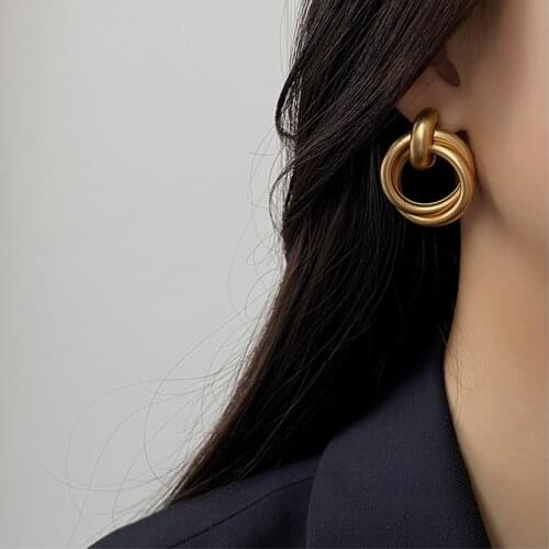 New Fashion Vintage Metal Statement Earrings 2020 Gold Color Geometric Earrings For Women Hanging Dangle Earring Brincos Jewelry
