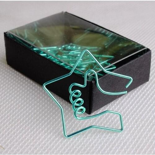 Star Paper Clip metal Wholesale Spot Hand Account Office Pin Special-shaped Paper Clip shiny green Bookmark Office Accessories