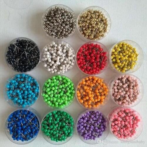 1/ 8 Inch Small Map Push Pins Map Tacks, Plastic Head with Steel Point 14 colors for option