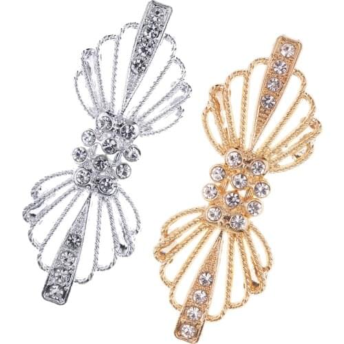 1 Pair Rhinestone Crystal Bridal Wrap Closure Hook & Eye Clasp for Sweater Clothes Decoration
