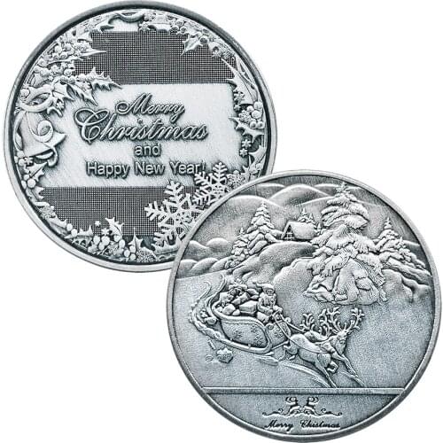 1pc/set Merry Christmas Commemorative Coins 40mm Gifts Collections Badge