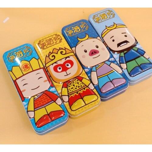 1 PC Journey To The West Cartoon Iron Tinplate Large Stationery Case Tin Pen Box Pencil Case Creative Student Stationery Storage