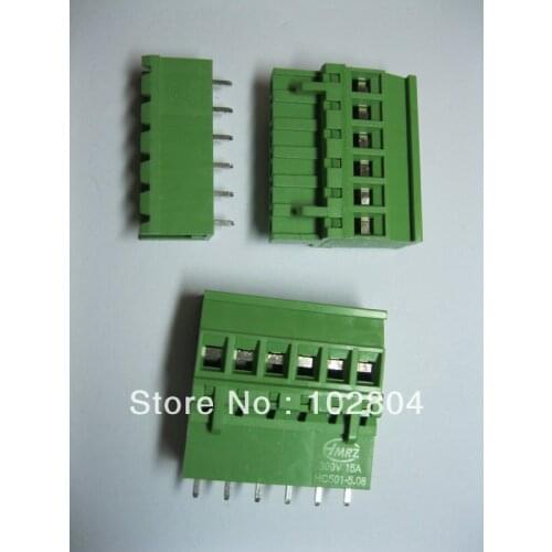 10 Pcs Pitch 5.08A 5.08mm 6way/pin Straight-pin Screw Terminal Block Connector Pluggable Type 2EDCD-5.08A-2EDCR Green HOT Sale