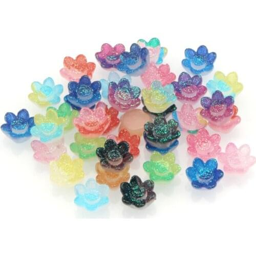 100Pcs 12mm Resin Flower Cabochon Flatback Decoration Crafts Embellishments For Scrapbooking DIY Accessories