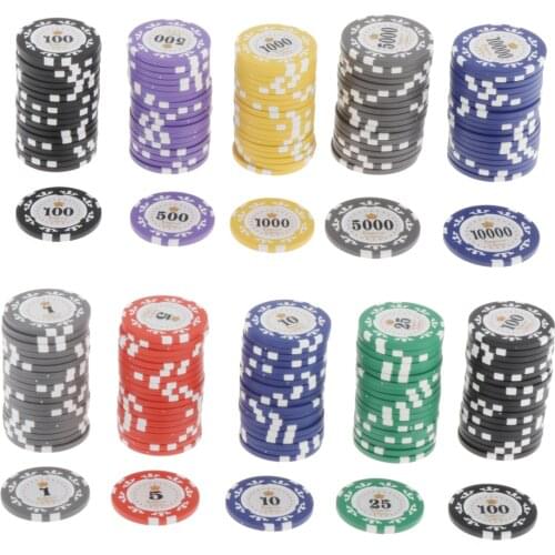100pcs/pack Texas Hold'em Poker Chips Set Casino Card Game Token Chip 4cm