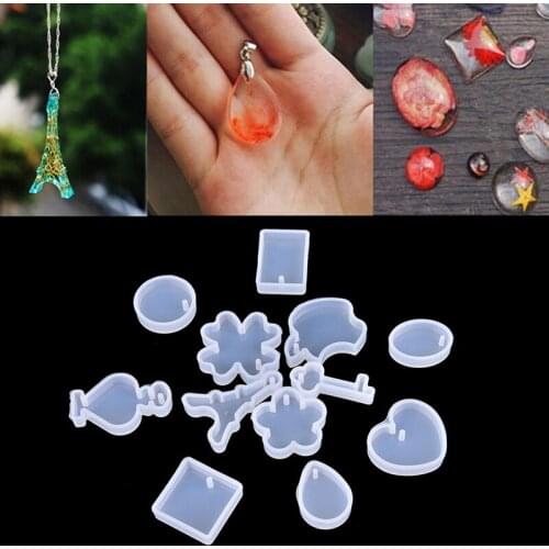12Pcs Key Waterdrop Silicon Mold Mould Resin Jewelry Making DIY Craft Holes