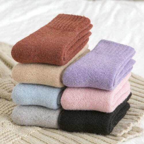 15% Wool Socks Winter Women Socks Warmer Thicken Thermal Cashmere Snow Boots Floor Sleeping Socks for Mens Solid Color Soft girl