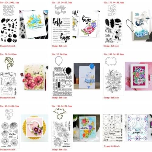 #2 Hot New Designs Flower Word BalloonMetal Cutting Dies&Transparent Clear Stamps For DIY Scrapbooking Album paper Card new 2020