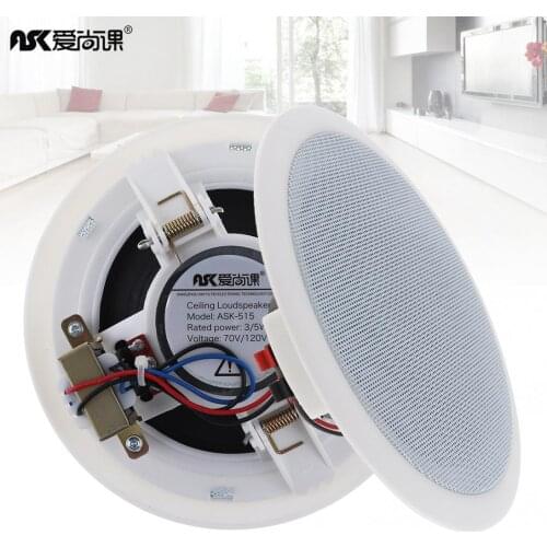 2pcs/lot ASK-515 5 Inch 5W Fashion Microphone Input USB MP3 Player Ceiling Speaker Public Broadcast Background Music Speaker