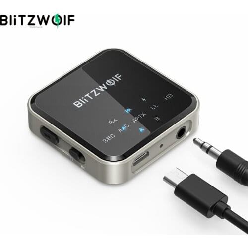 BlitzWolf BW-BL3 2 In 1 bluetooth 5.0 Audio Transmitter Receiver Adapter Wireless 3.5mm Aux Audio Adapter For Car TV PC Speaker