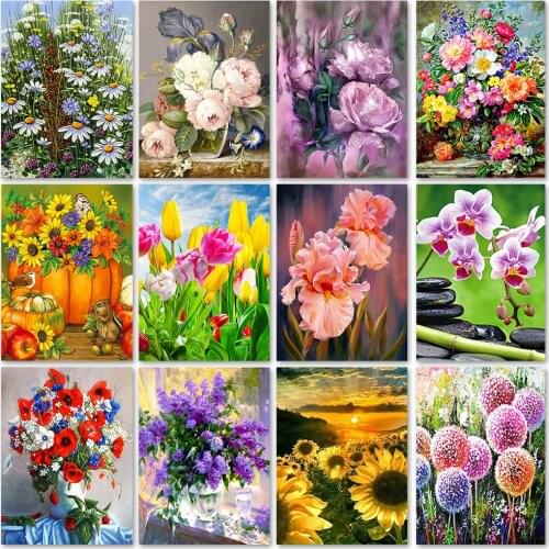 DIY 5D Diamond Painting Flowers Full Diamond Embroidery Flower Scenery Vase Cross Stitch Kits Diamond Mosaic Picture Home Decor