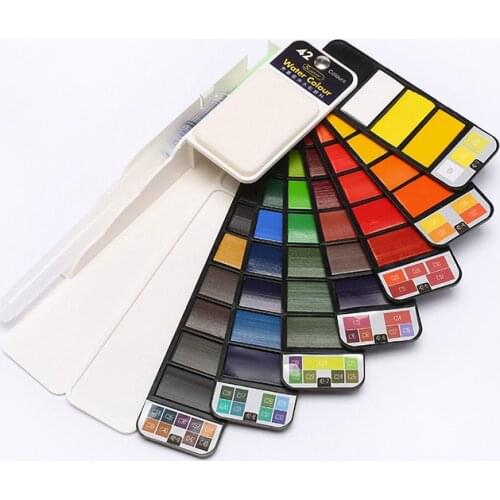Superior 18/25/33/42 Solid Watercolor Paint Set With Brush Pen Foldable Travel Water Color Pigment For Draw Dropshipping