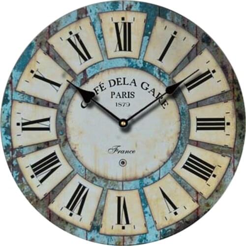 Decorative Vintage Clock Silent Round Wall Clock Non Ticking for Living Room Kitchen Bathroom Bedroom (820081)